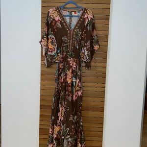 Farm Rio brown floral maxi dress